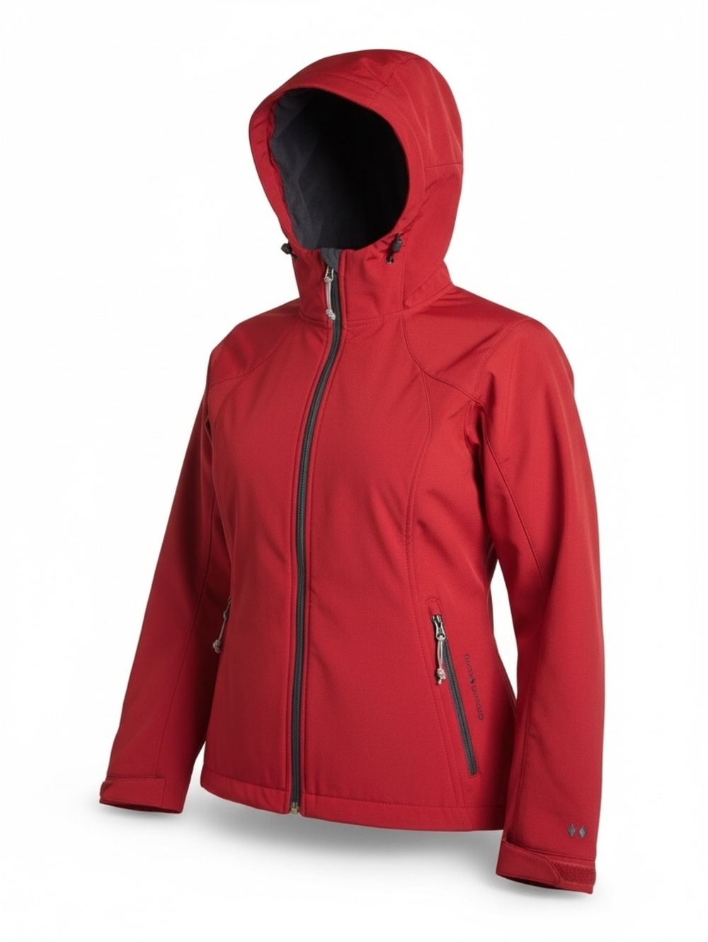 Black Diamond Double Diamond Softshell Jacket Red Hooded Fleece Lined Size L